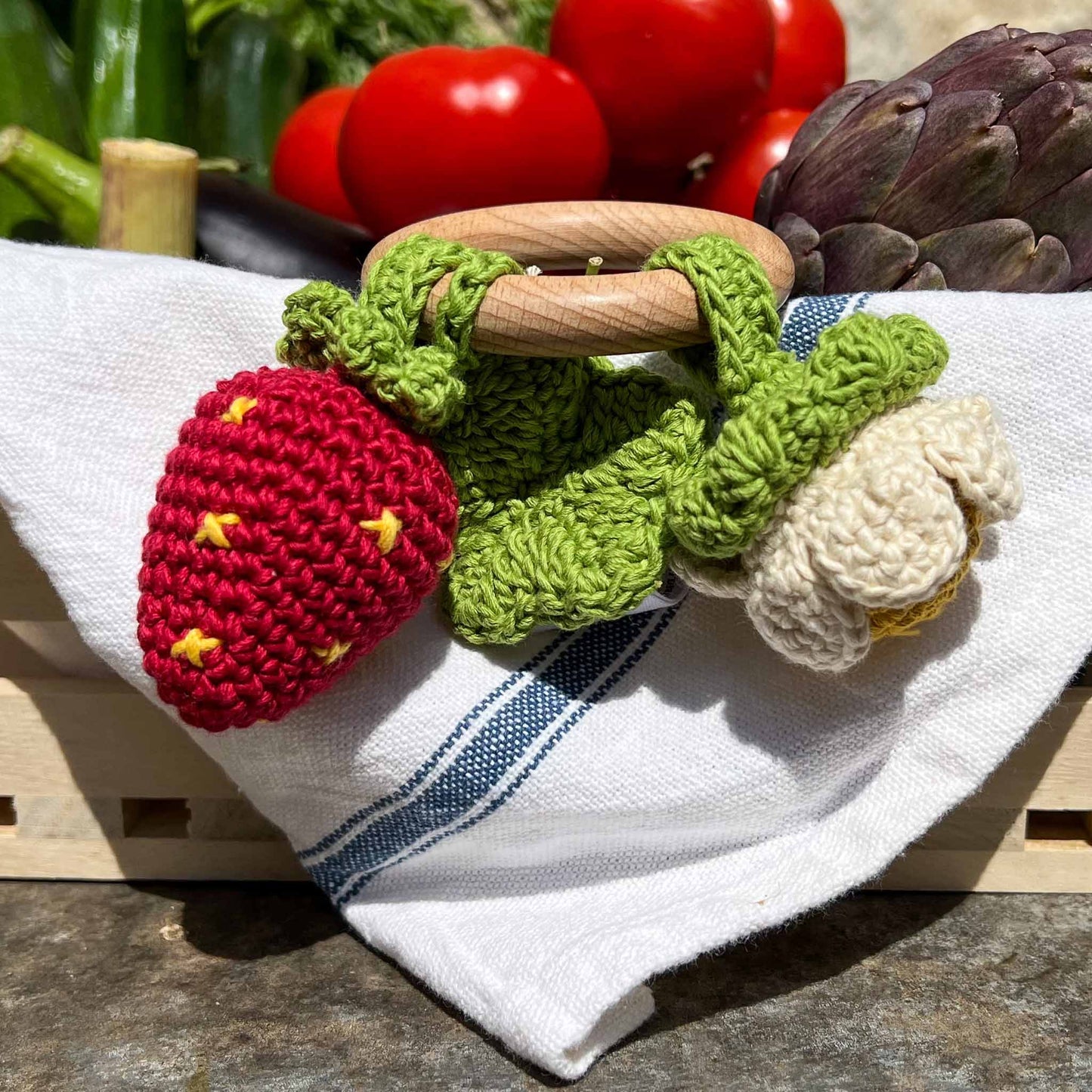 Anneaux de dentition pour bébé en coton bio fait main