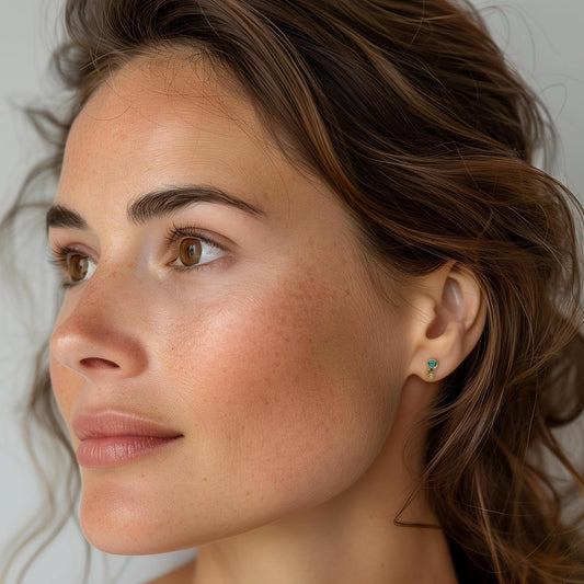 Boucles d'oreilles en argent plaqué or et en pierre fine naturelle - écrin