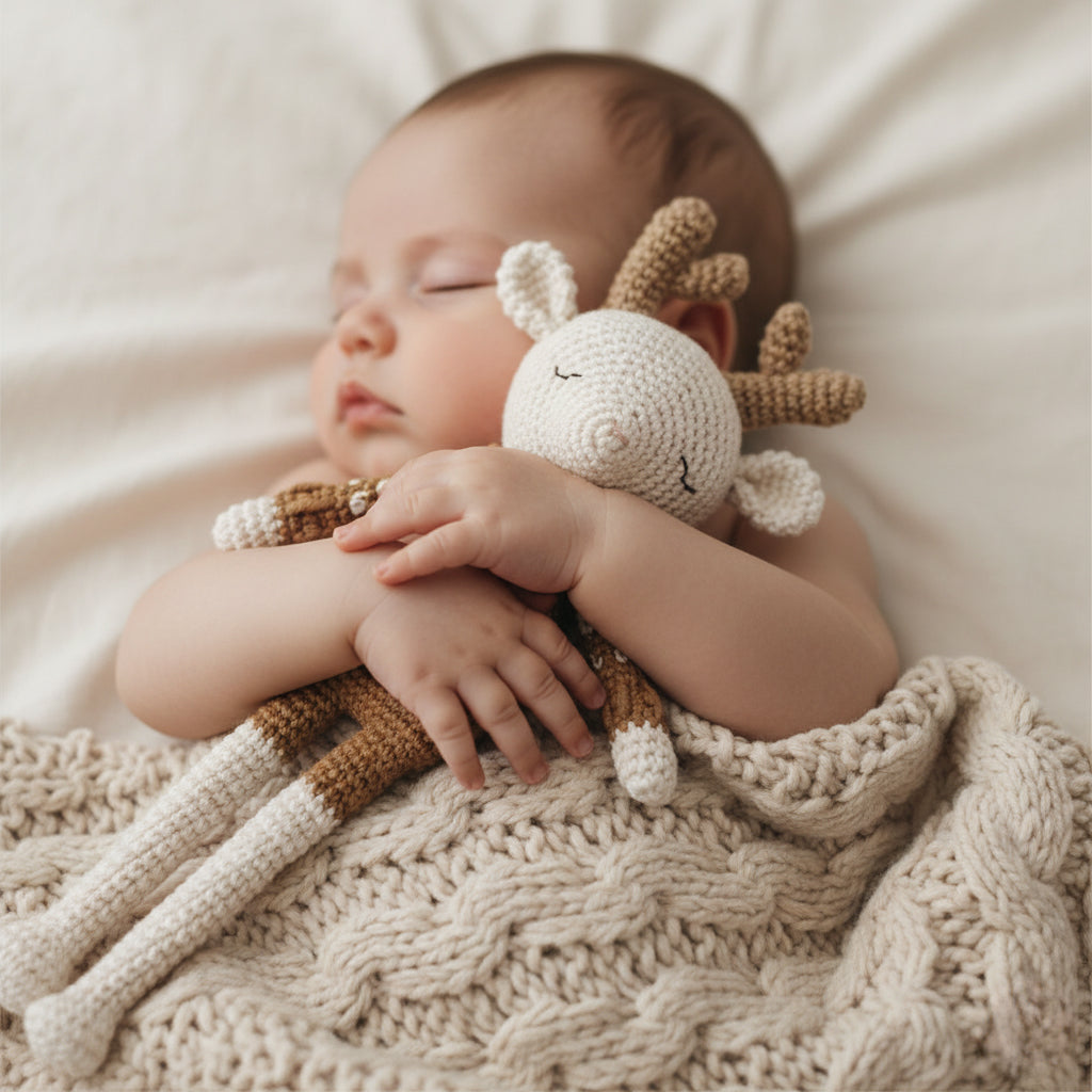 Doudou Renne en crochet coton bio fait main