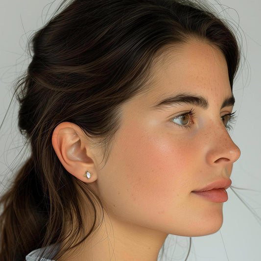 Boucles d'oreilles marquise en pierre fine naturelle pierre de lune blanche - bijou plaqué or