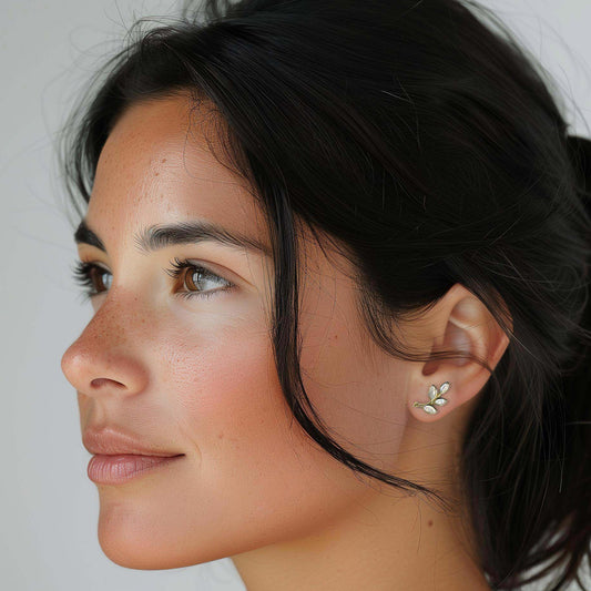 Boucles d'oreilles en pierre fine naturelle Pierre de Lune - bijou plaqué or