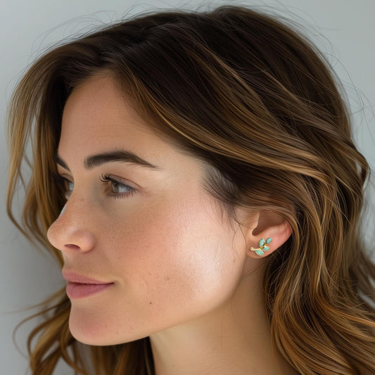 Boucles d'oreilles en pierre fine naturelle amazonite vert lagon - bijou plaqué or