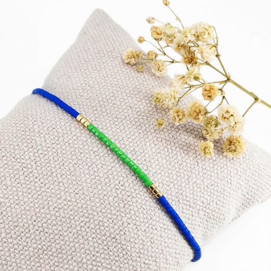 Bracelet en perles de rocaille colorées et or