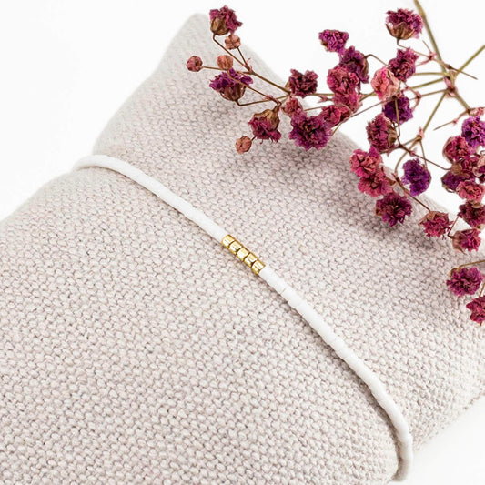 Bracelet en perles de rocaille blanc et or