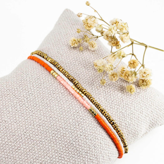 Bracelet en perles de rocaille colorées et or