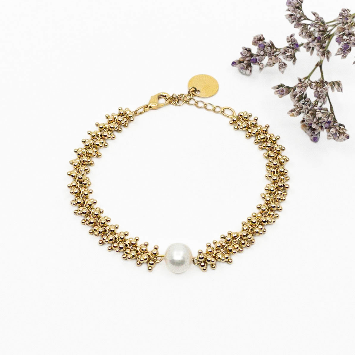 Bracelet mille perles or et perles de culture blanche