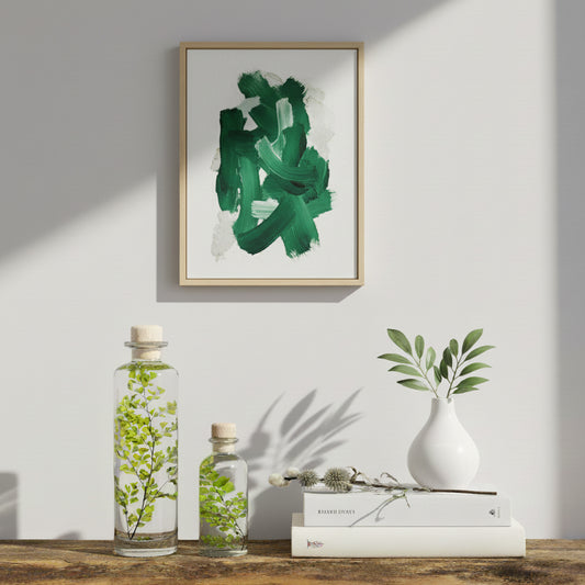 Plante immergée dans un flacon d'apothicaire en verre. Brin de Fougère Capillaire vert pétillant