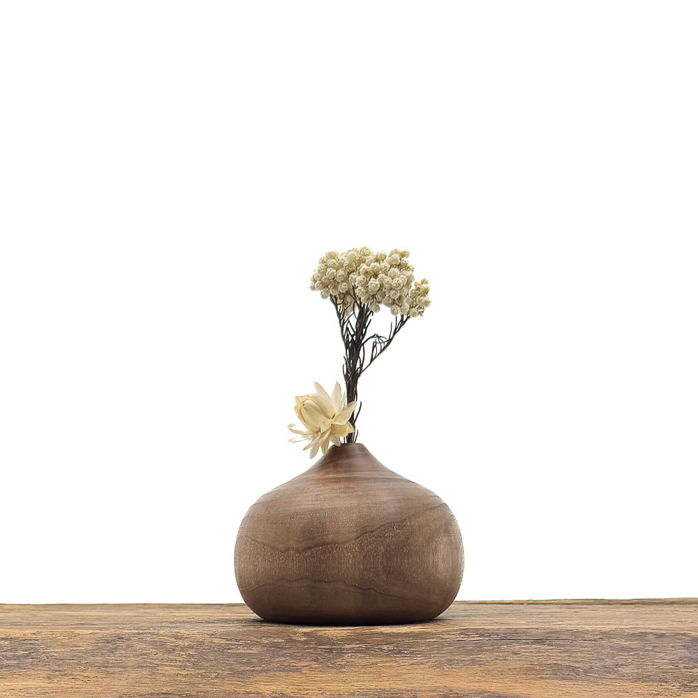 Vase en bois brut fait main pour fleurs séchées