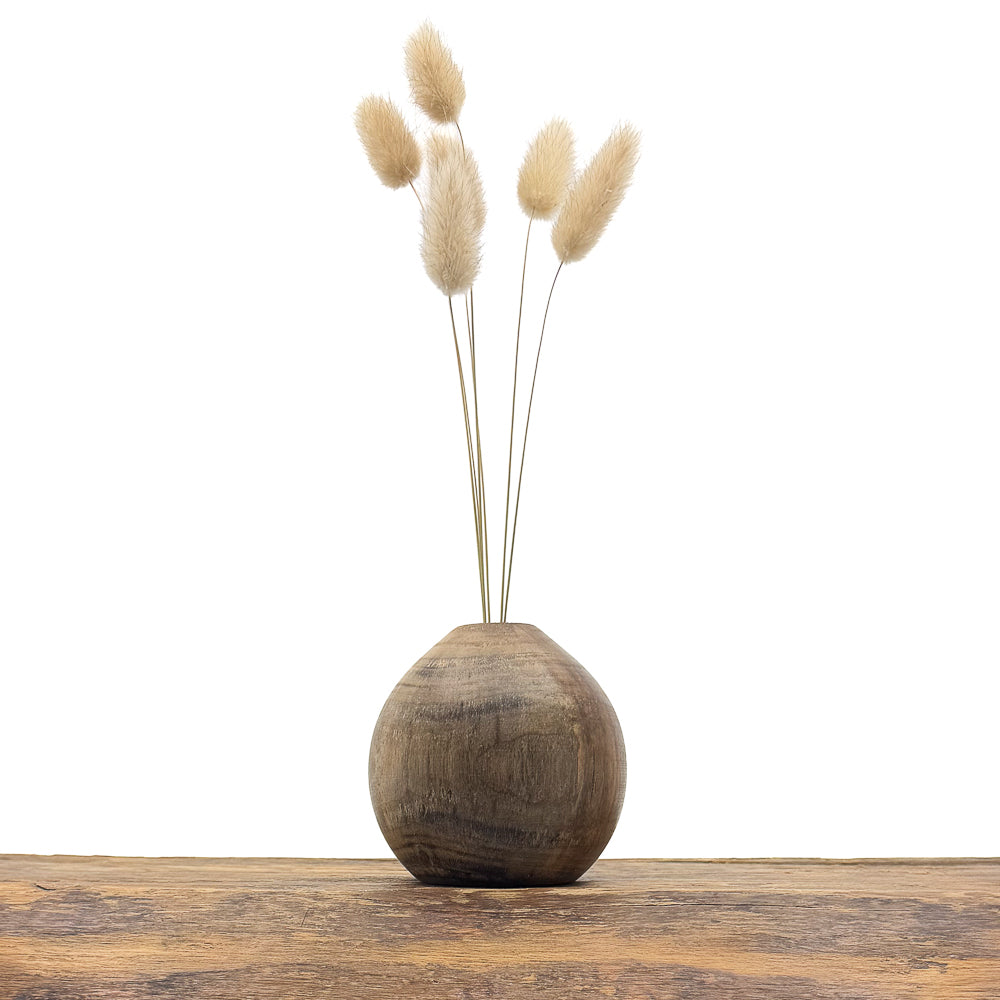 Vase en bois brut fait main pour fleurs séchées