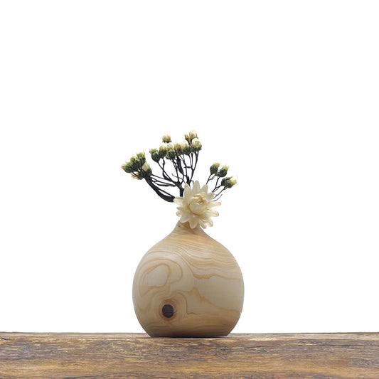 Vase en bois brut fait main pour fleurs séchées
