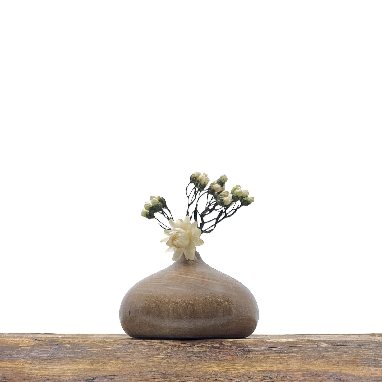 Vase en bois brut fait main pour fleurs séchées