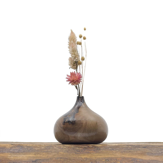Vase en bois brut fait main pour fleurs séchées