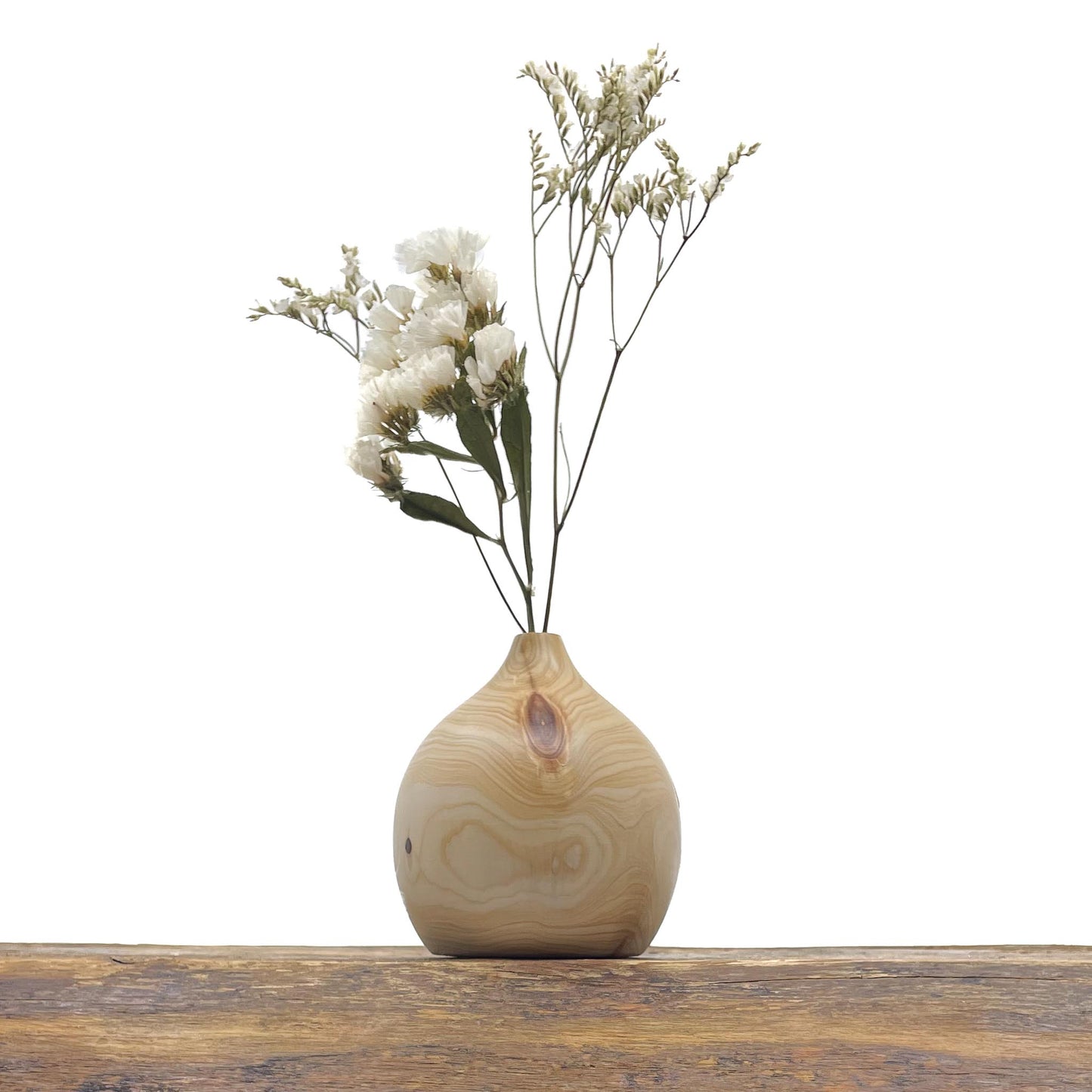 Vase en bois brut fait main pour fleurs séchées