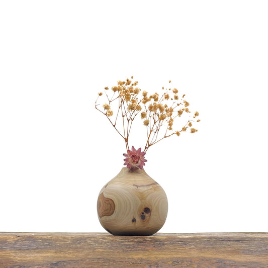 Vase en bois brut fait main pour fleurs séchées