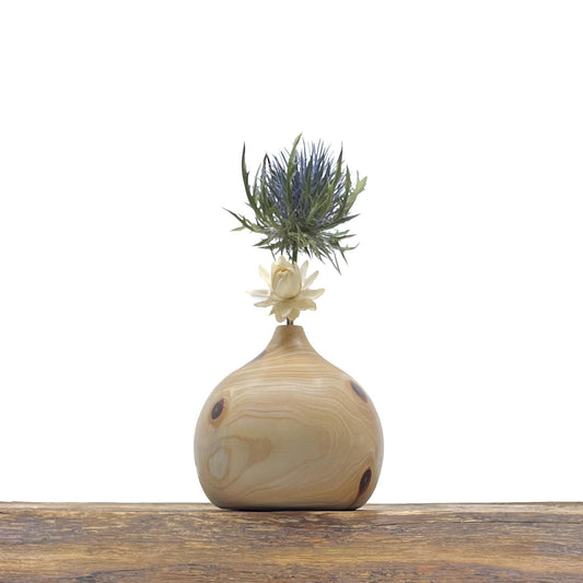 Vase en bois brut fait main pour fleurs séchées