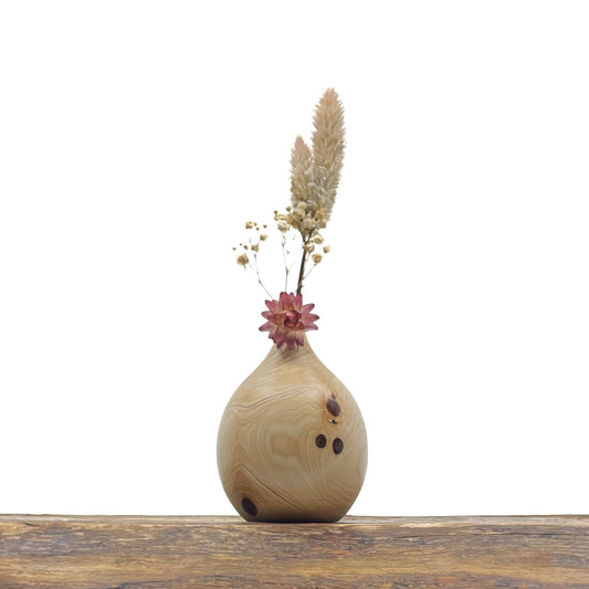 Vase en bois brut fait main pour fleurs séchées