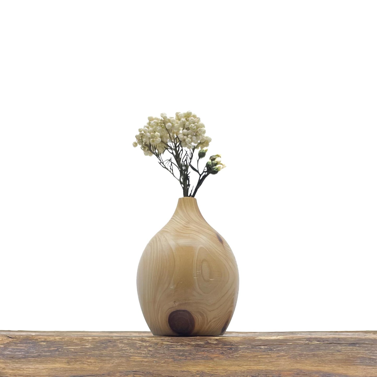 Vase en bois brut fait main pour fleurs séchées