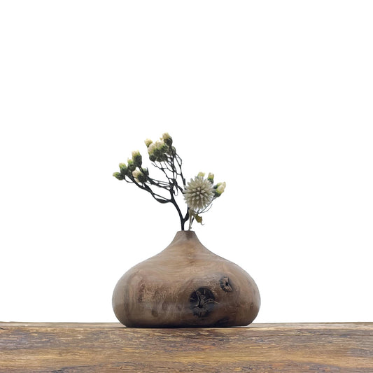Vase en bois brut fait main pour fleurs séchées