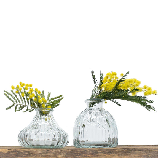 Duo de Vases en verre recyclé - fleurs séchées offertes