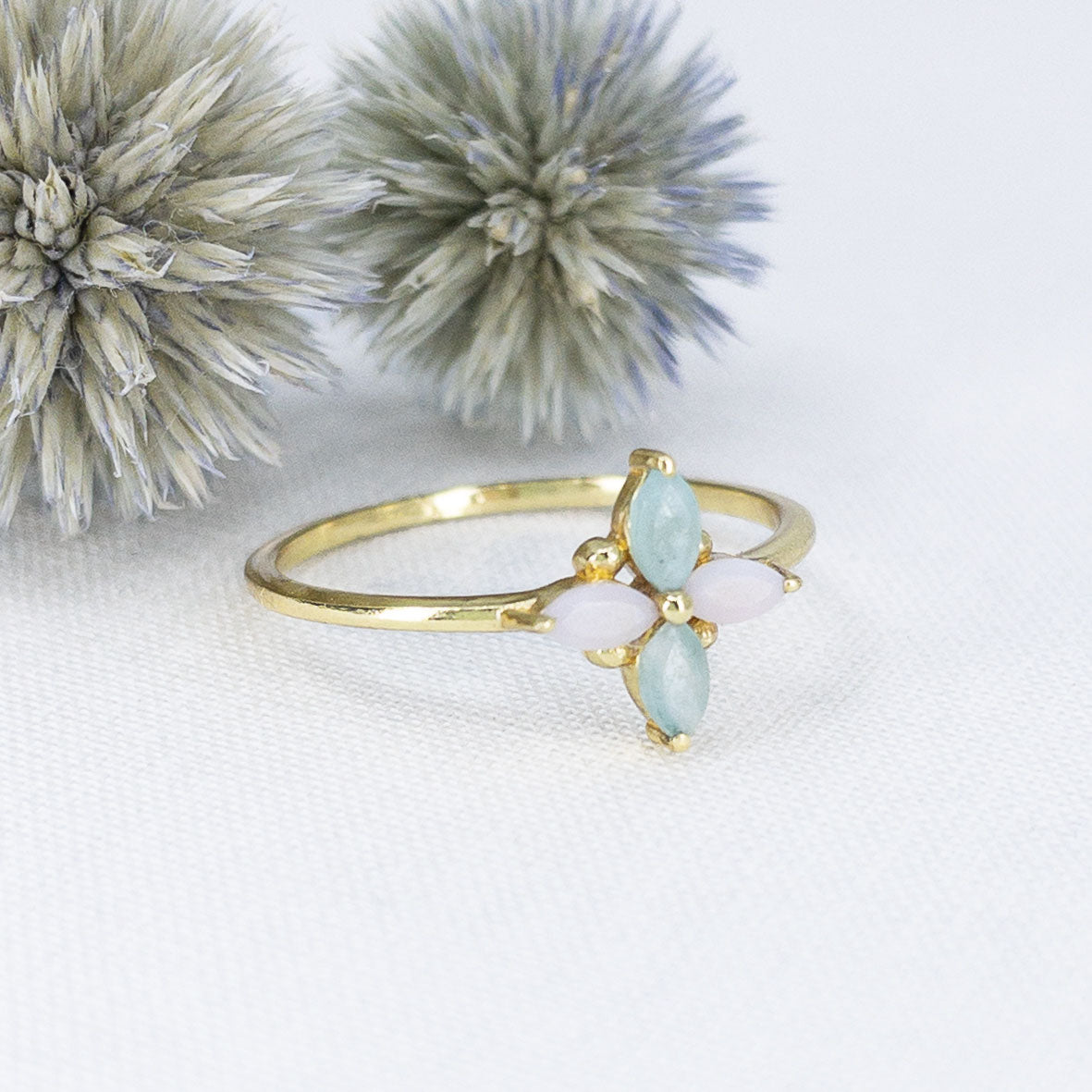 Bague Pierres Fines Naturelles Fleur Opale Amazonite | Madame Nature ...