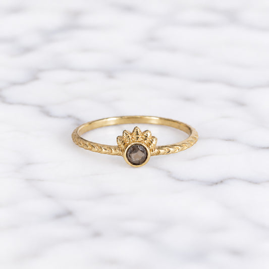 Bague en pierre fine naturelle quartz fumé - bijou plaqué or