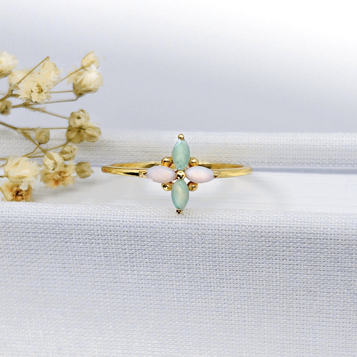Bague Pierres Fines Naturelles Fleur Opale Amazonite | Madame Nature ...