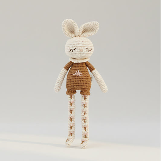 Doudou Lapine blanche en crochet coton bio fait main