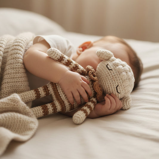 Doudou Mouton en crochet coton bio fait main