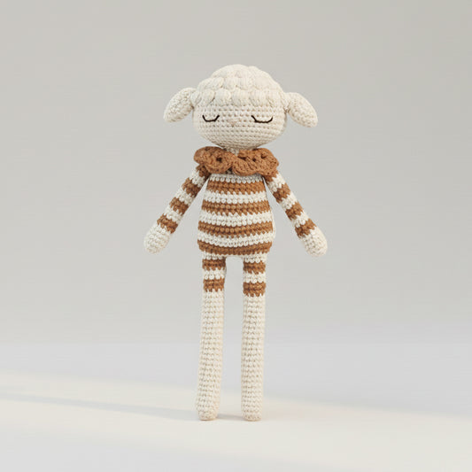 Doudou Mouton en crochet coton bio fait main
