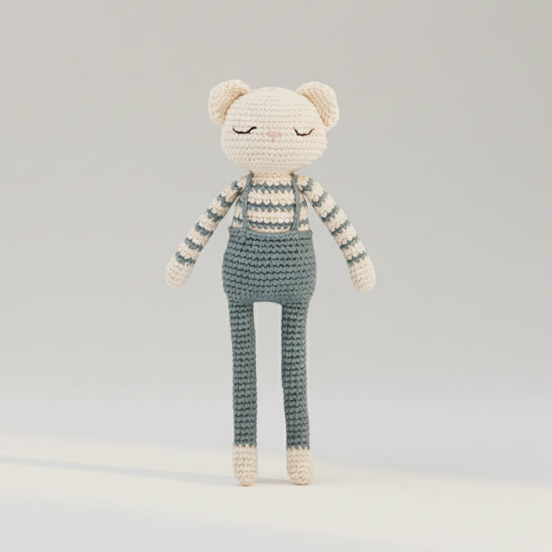 Doudou Ours en crochet coton bio fait main