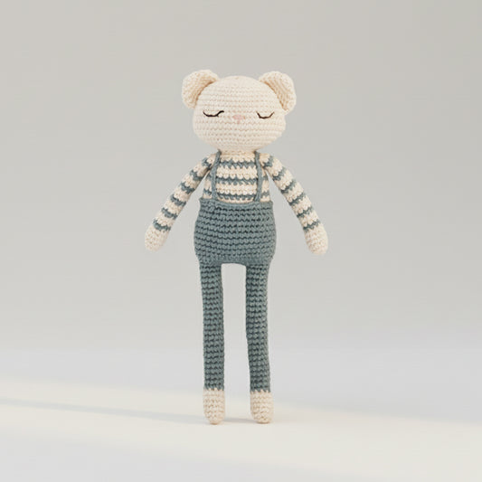 Doudou Ours en crochet coton bio fait main