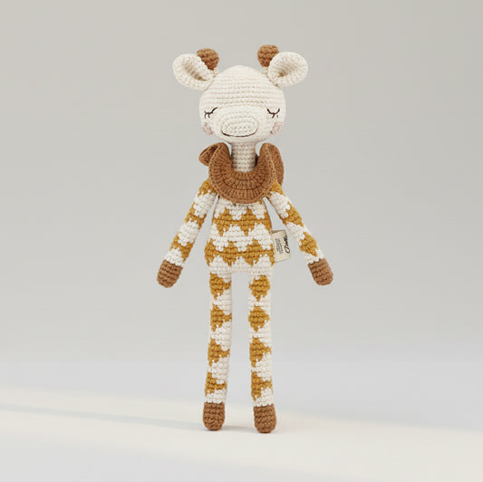 Doudou Girafe en crochet coton bio fait main