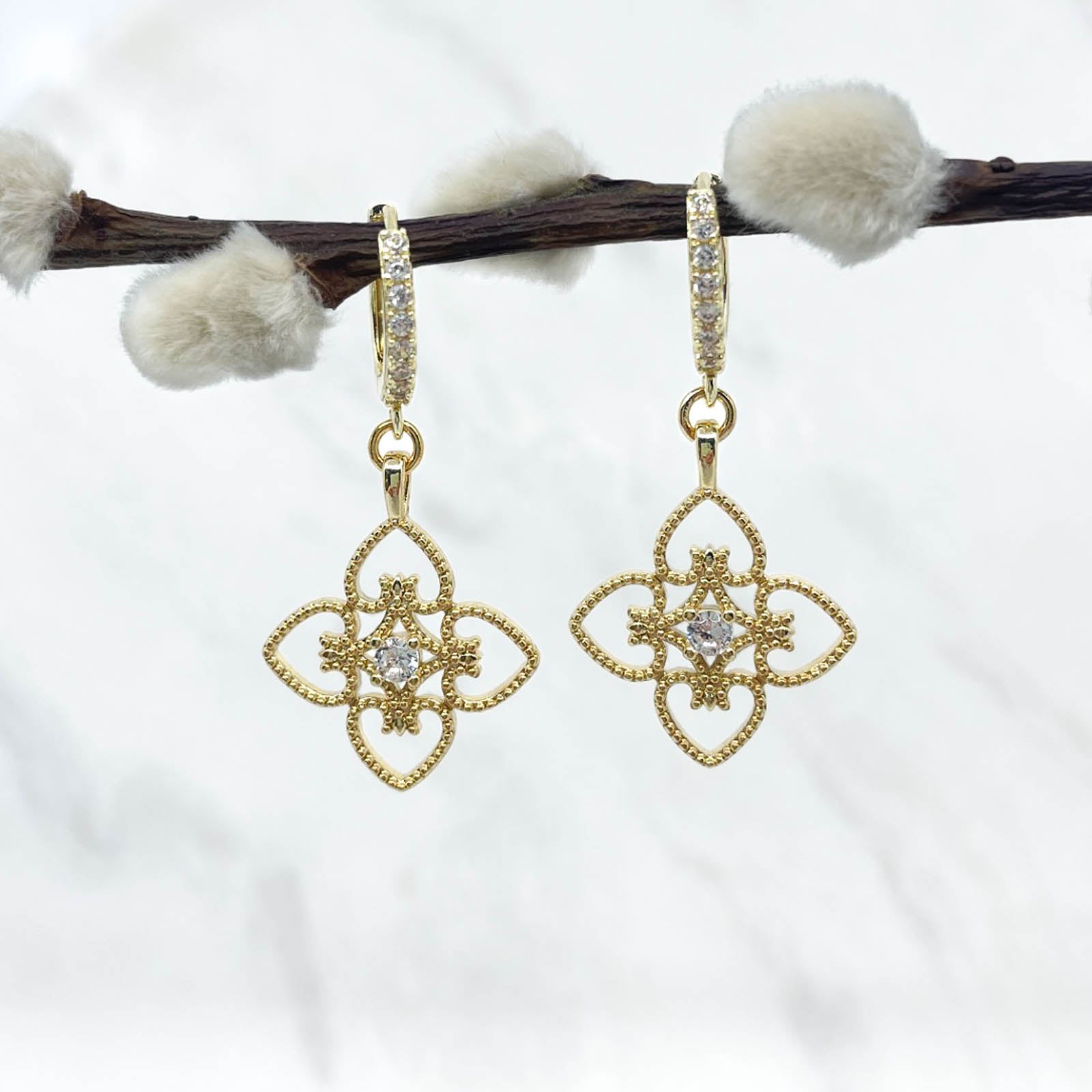 Mini Créoles Strassées - Fleur