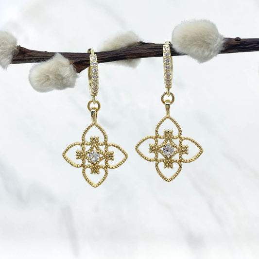 Mini Créoles Strassées - Fleur