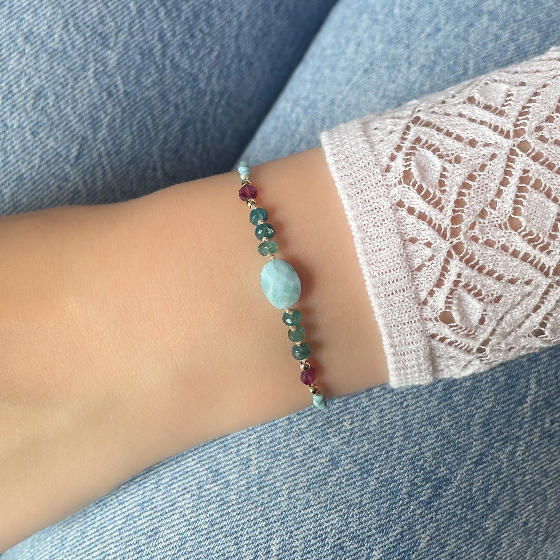 Bracelet femme en pierre naturelle Larimar –