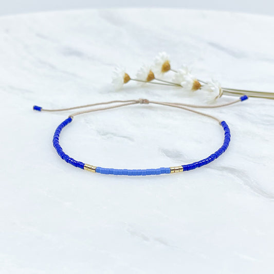 Bracelet en perles de rocaille colorées et or