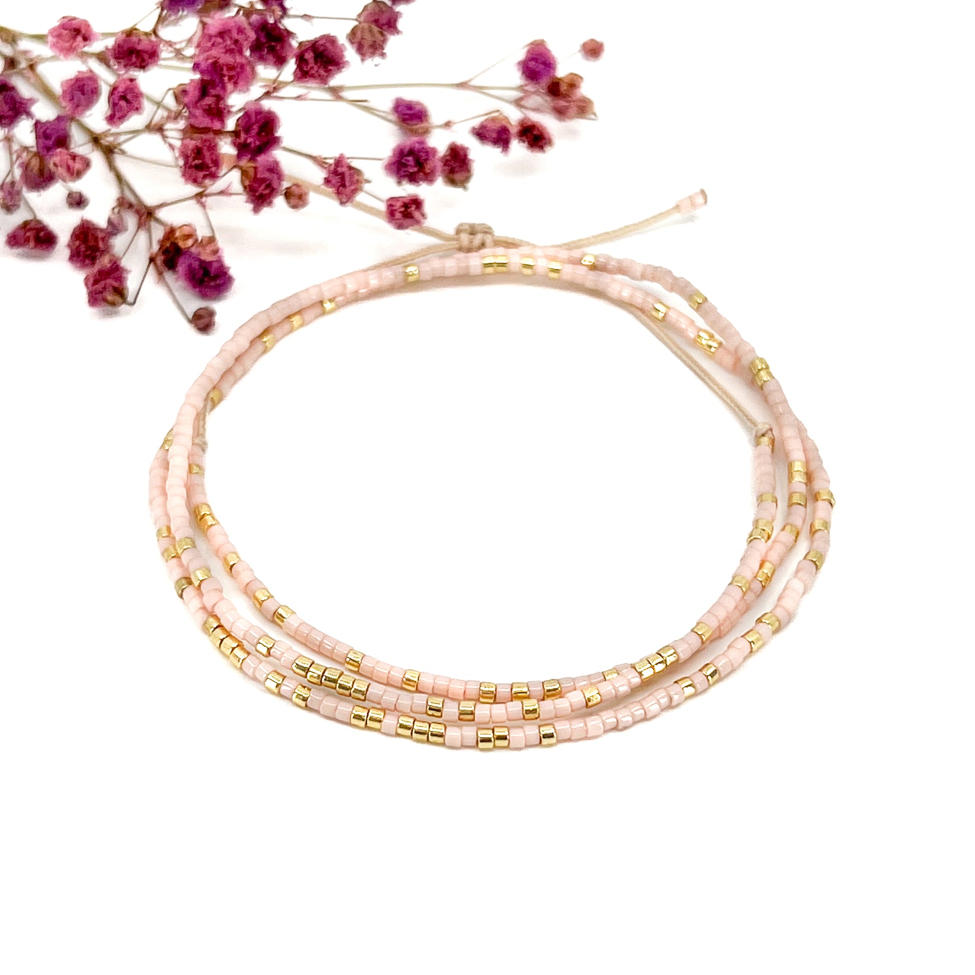 Bracelet en perles rose