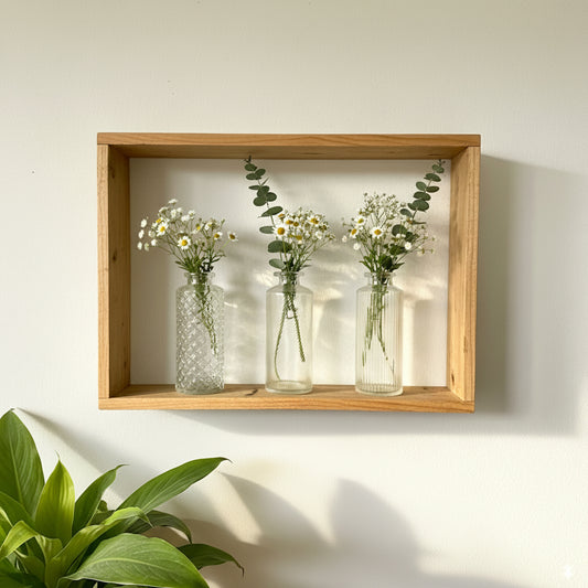 Ensemble de trois vases en verre recyclé. Vase Tube esprit apothicaire. 