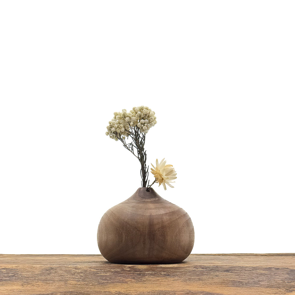Vase en bois brut fait main pour fleurs séchées