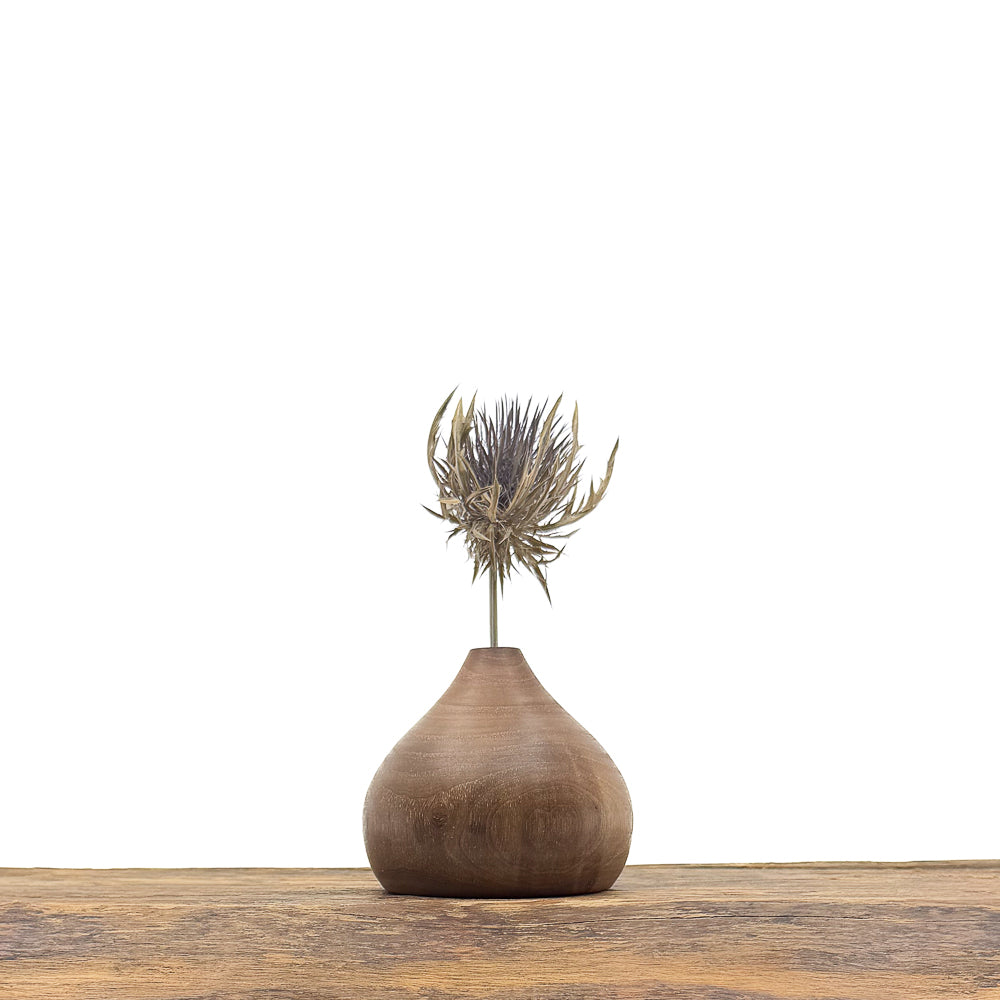 Vase en bois brut fait main pour fleurs séchées