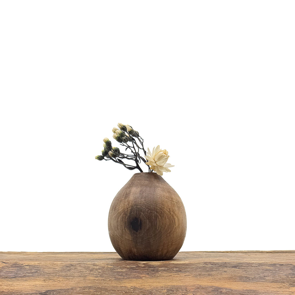 Vase en bois brut fait main pour fleurs séchées