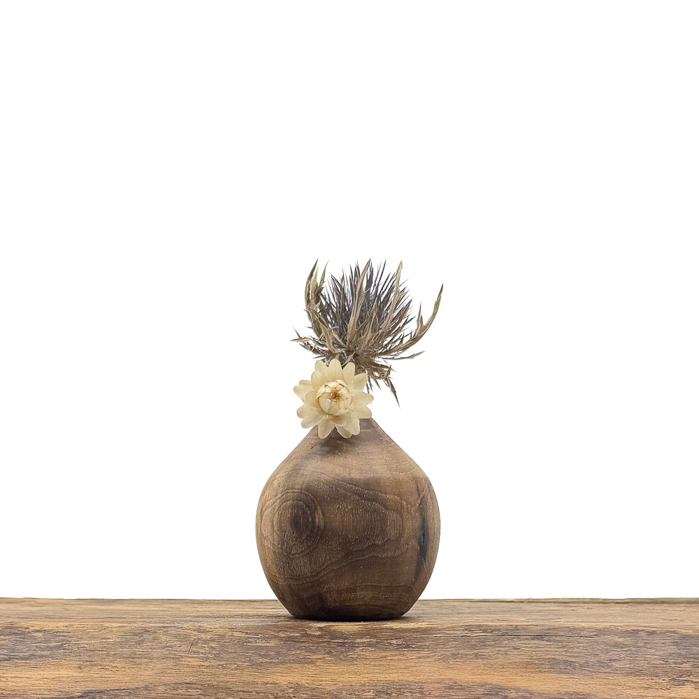 Vase en bois brut fait main pour fleurs séchées