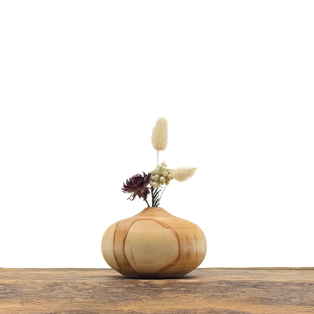 Vase en bois brut fait main pour fleurs séchées